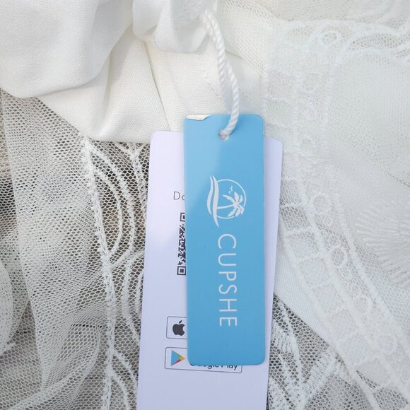 ROMANTIC CUPSHE White Lace Embroidery V-Neck Mini Dress Women's XXL/24/26 BNWT - Picture 12 of 13